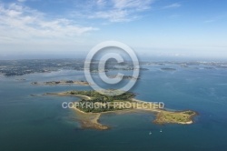 vue aerienne  de l île Ilur Comm. d île-d Arz, Golfe du Morbih